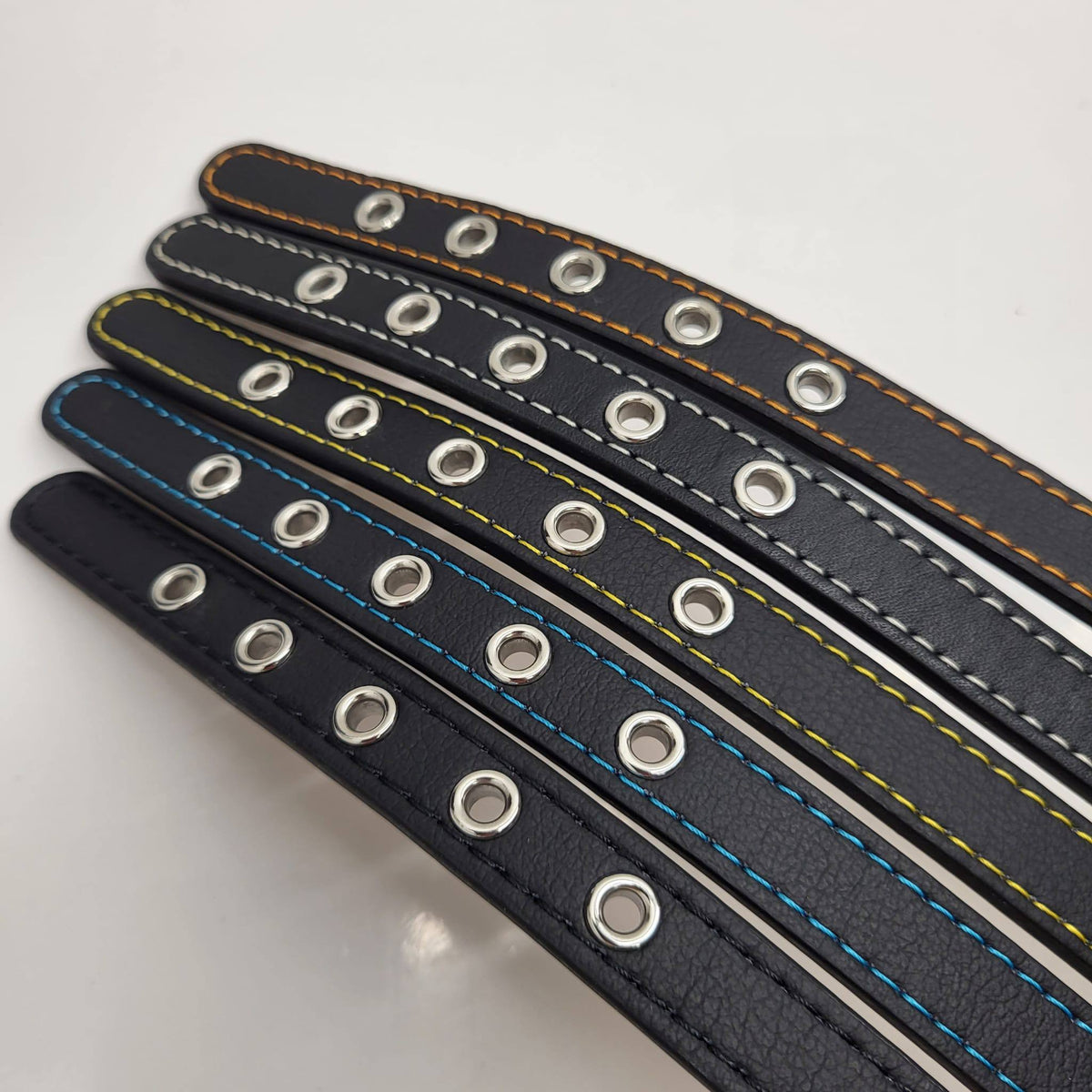Hennessy & Sons Black Leather Dog Collar with Coloured Stitching
