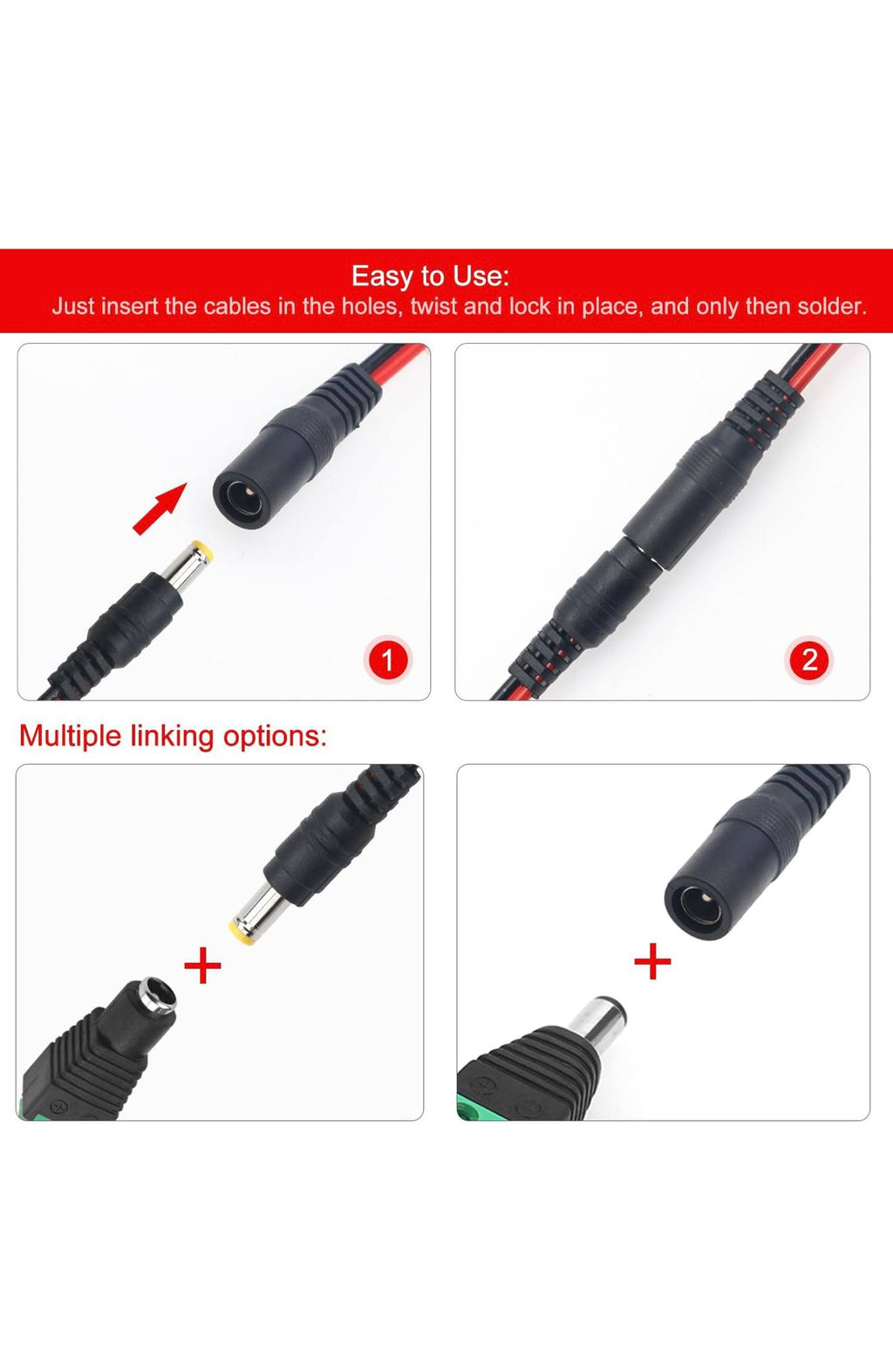 YIXISI DC Voeding Kabel Pigtail Connectoren 10st