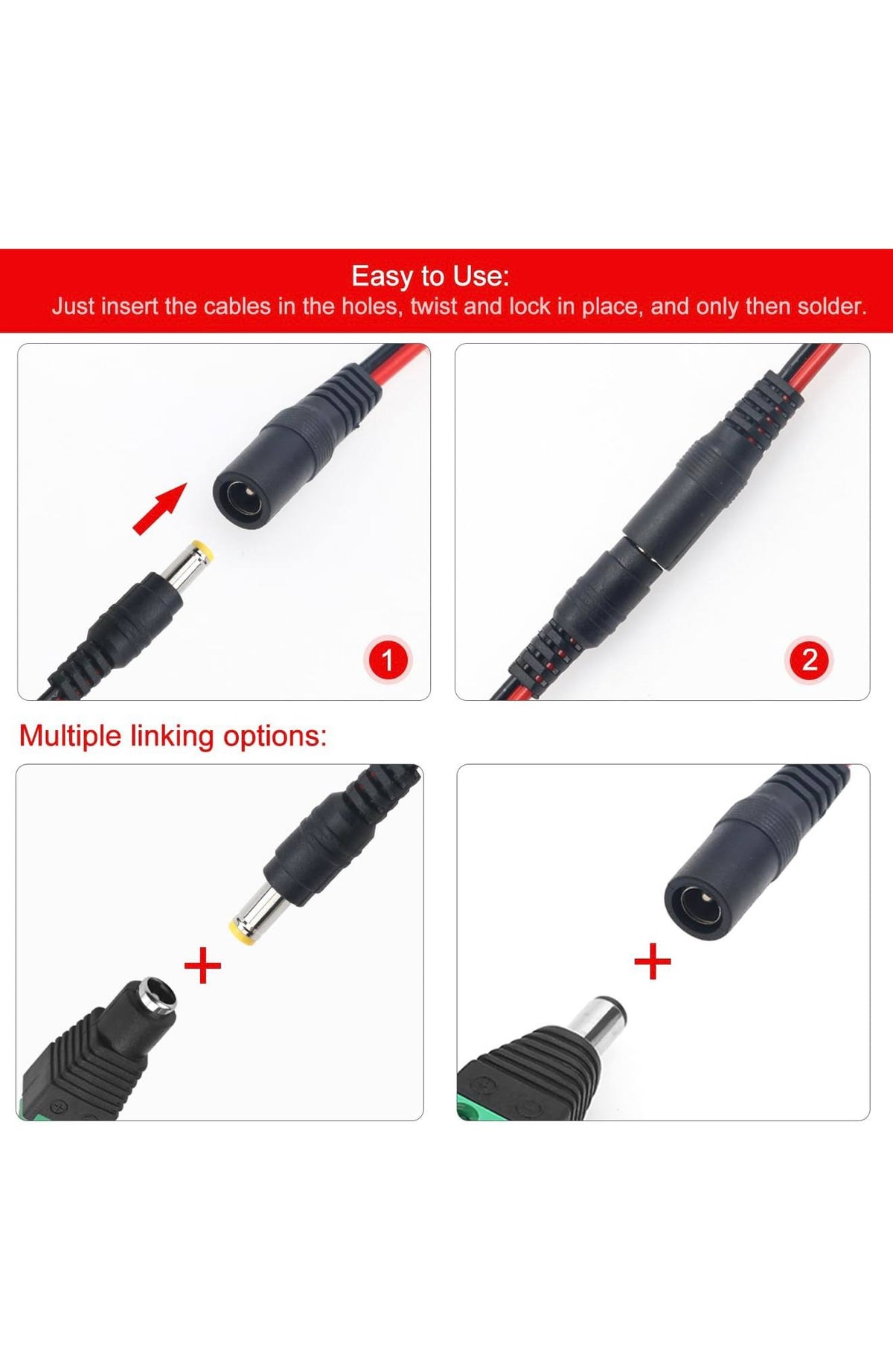 YIXISI DC Voeding Kabel Pigtail Connectoren 10st