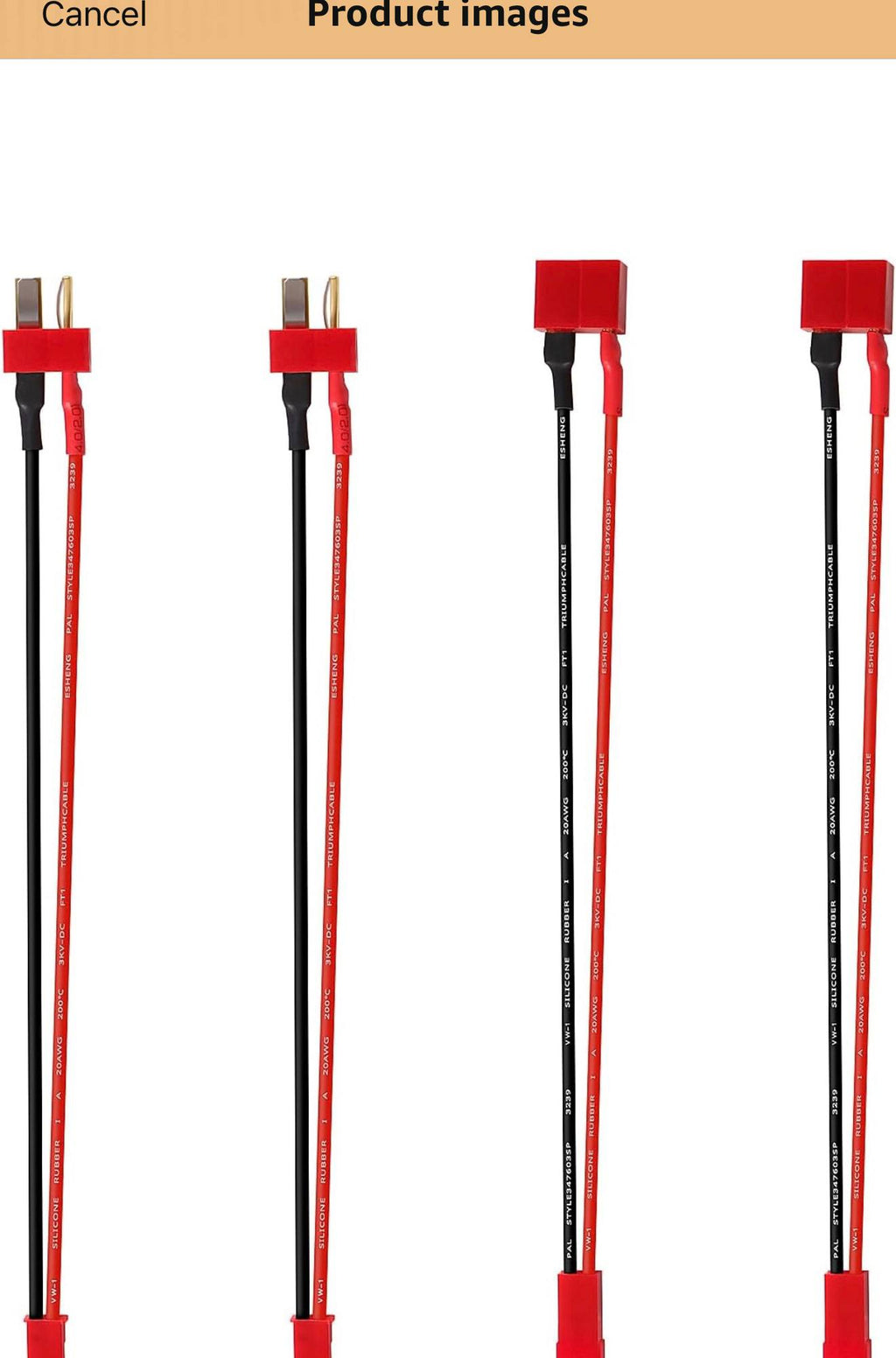 YIXISI T-Plug Deans Pigtail Kabels 4st 20AWG Siliconen