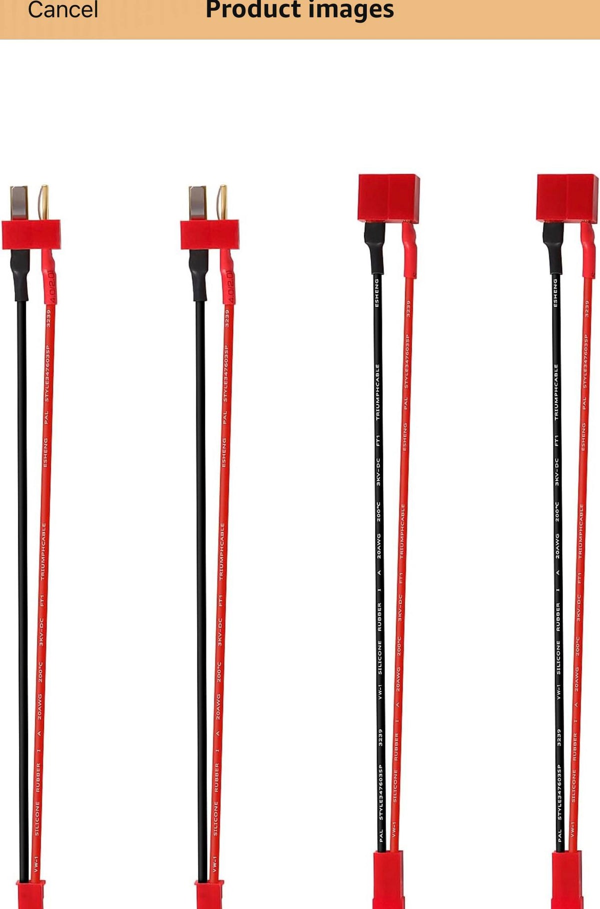 YIXISI T-Plug Deans Pigtail Kabels 4st 20AWG Siliconen