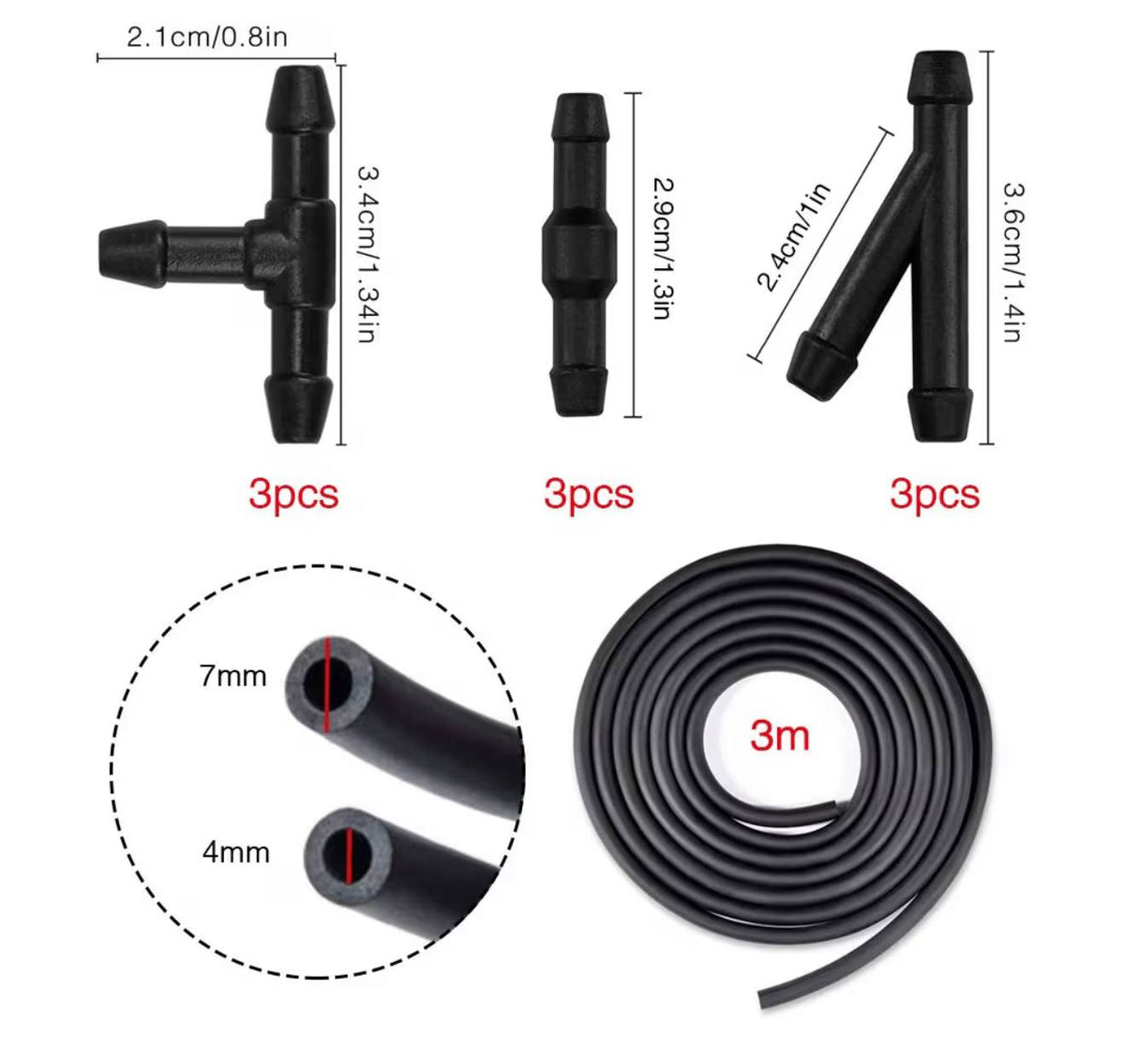 YIXISI Vacuum Hose Kit with T-Connectors