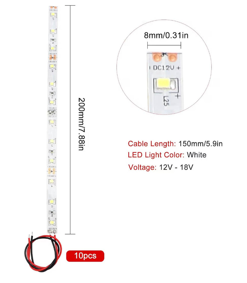 YIXISI LED Strip Bars 12V Koud Wit 12st Set