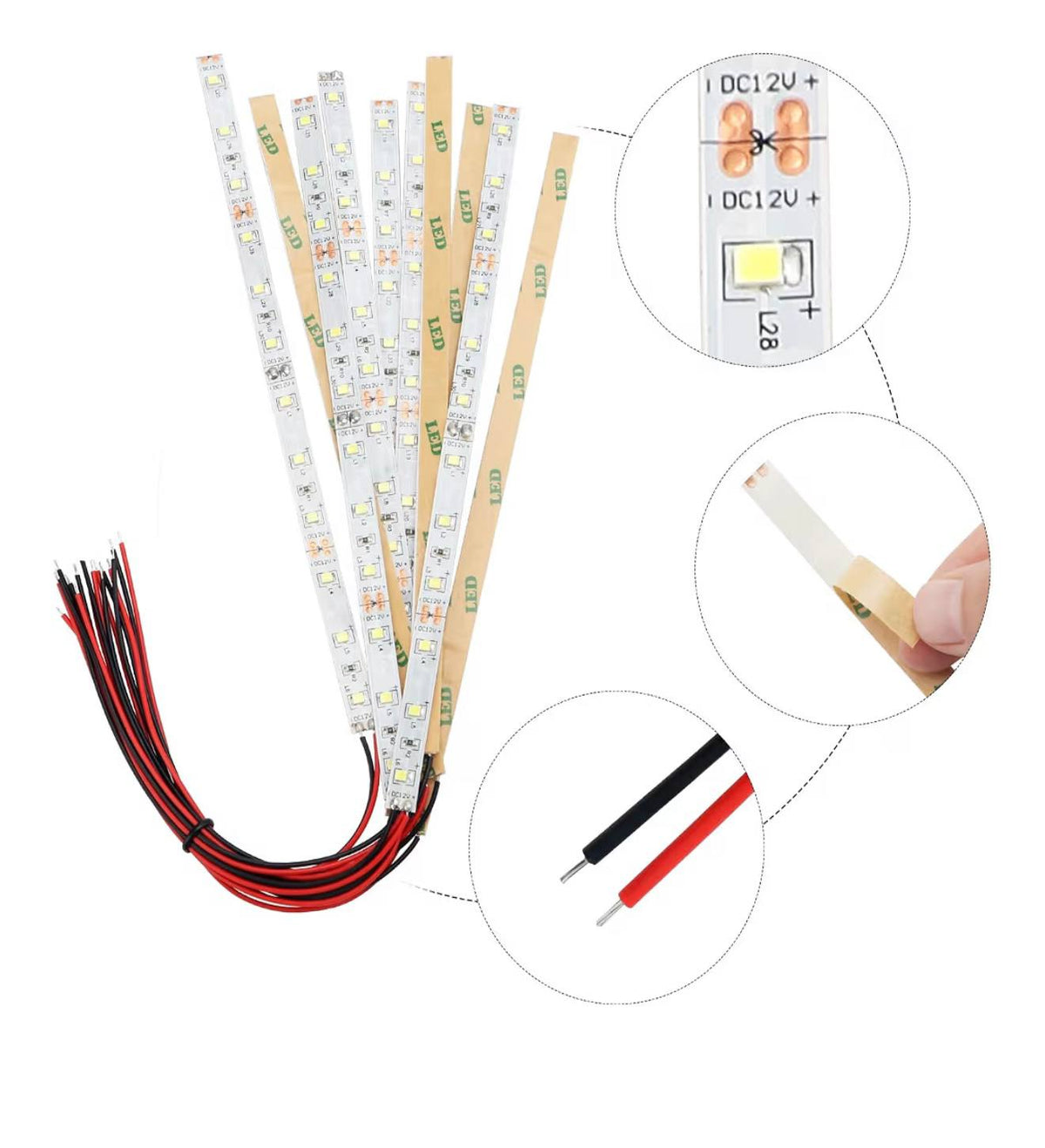 YIXISI LED Strip Bars 12V Koud Wit 12st Set