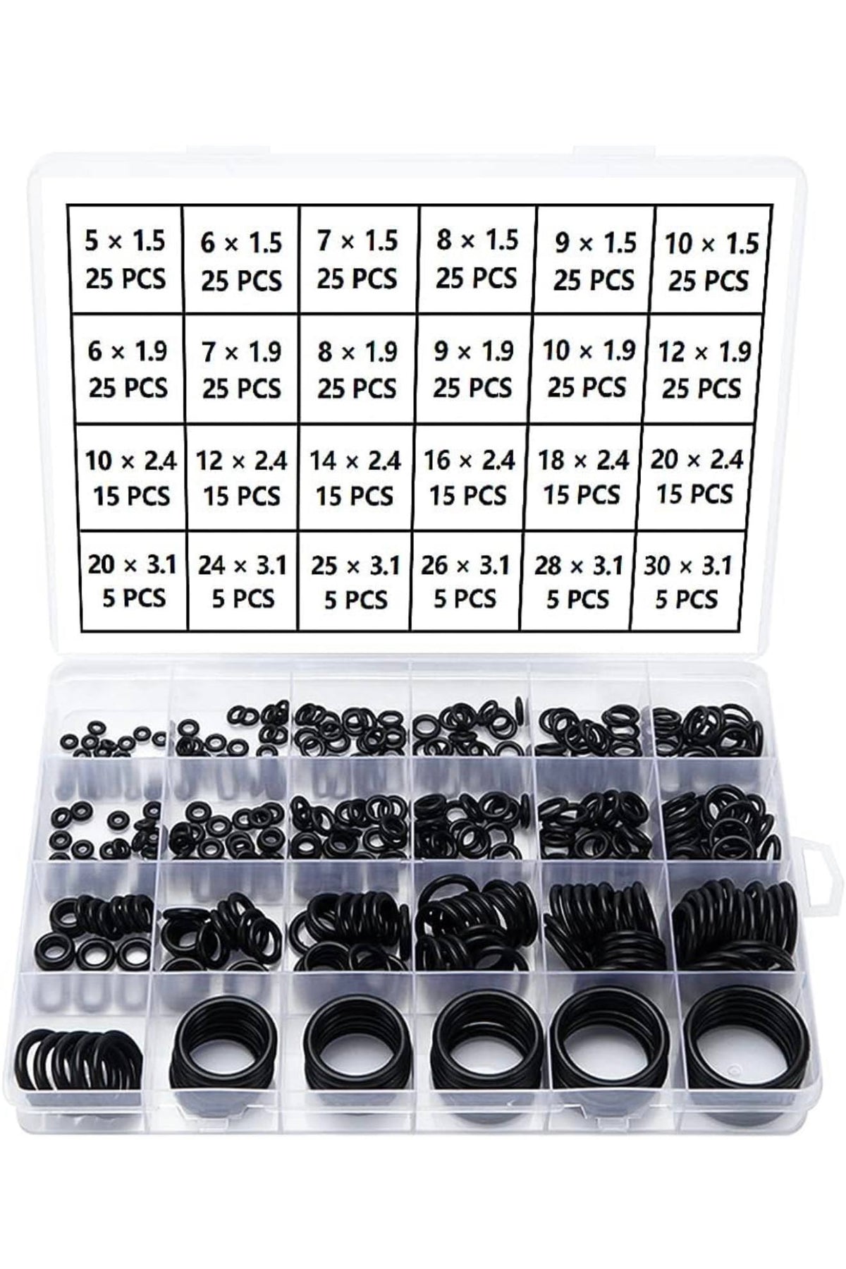 YIXISI Nitril O-ring Assortiment 270st Zwart 24 Maten