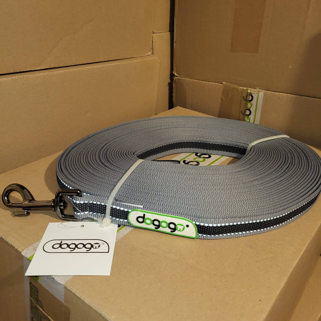 DOGOGO Reflective Long Training Leash – Grey – 20 m