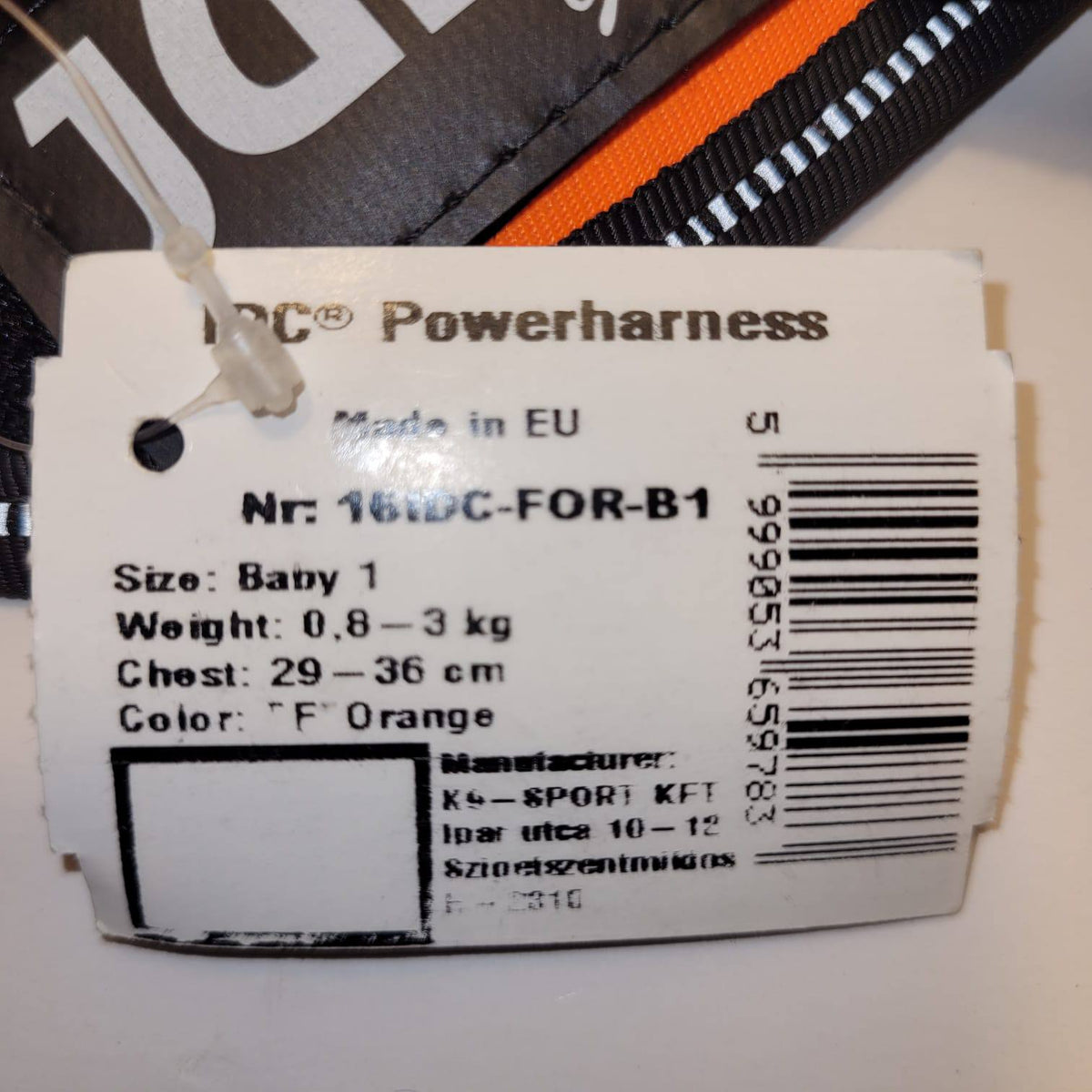 Julius-K9 IDC Powerharness Baby 1 – Orange Glowing in Dark