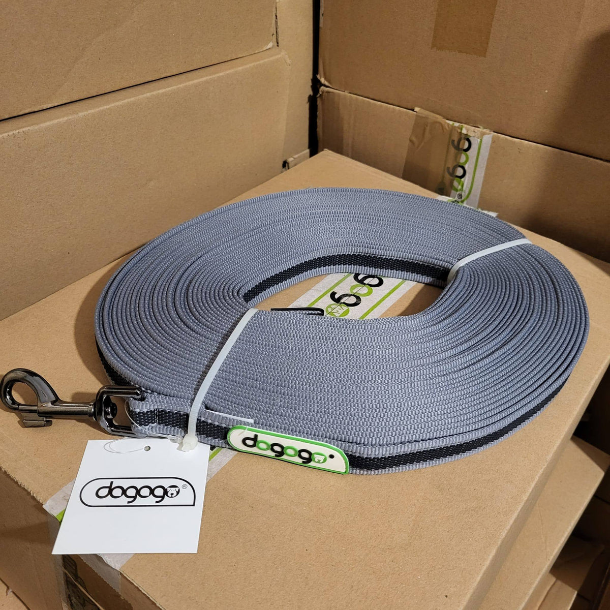 DOGOGO Reflective Long Training Leash – Grey – 20 m
