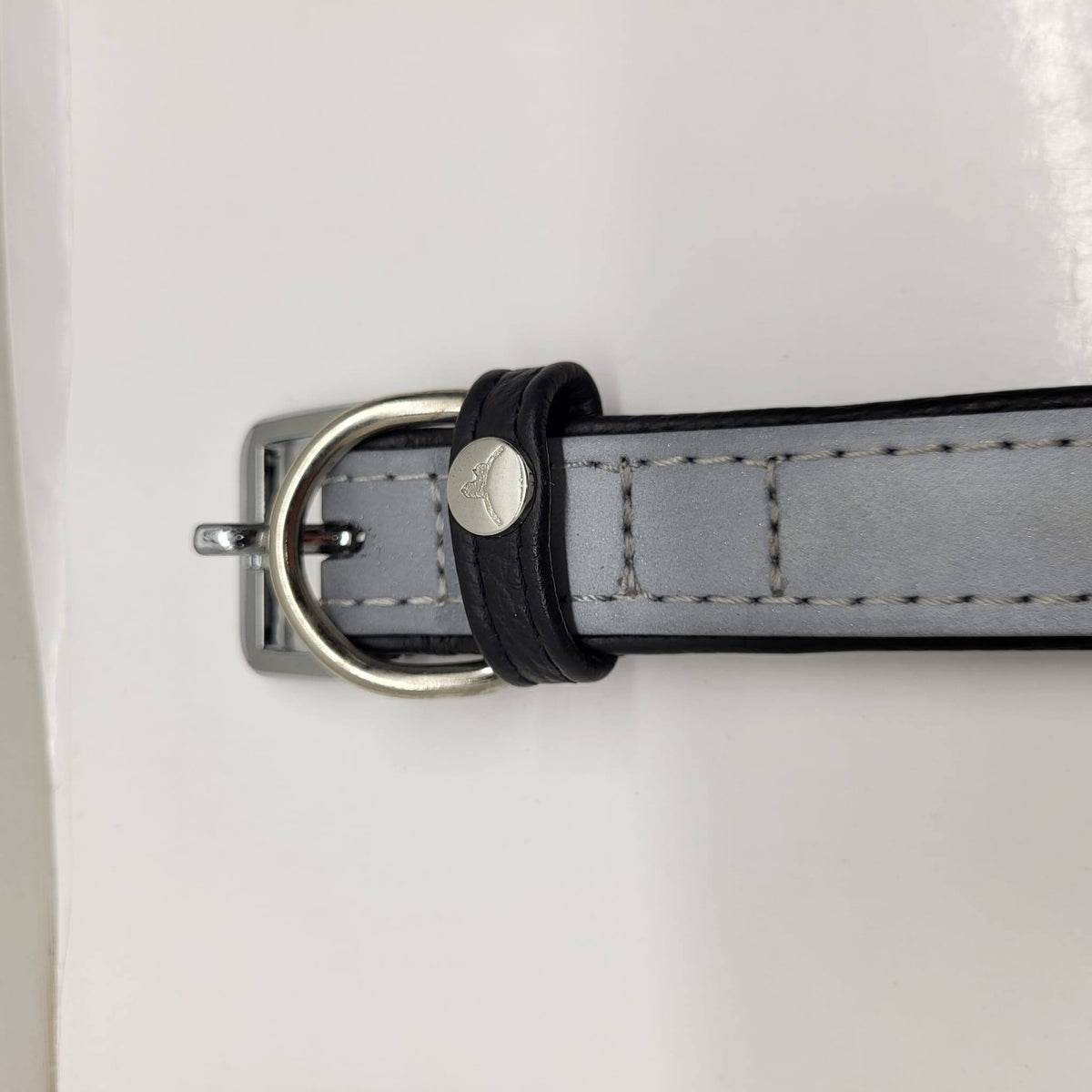 Julius K-9 Metallic Silver Leather Dog Collar