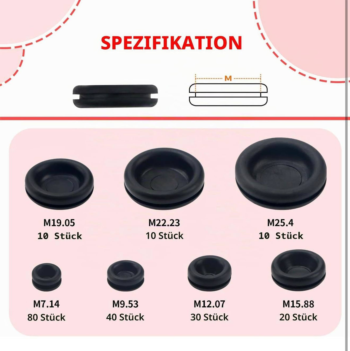 YIXISI Rubber Grommet Assortment Kit 200pcs