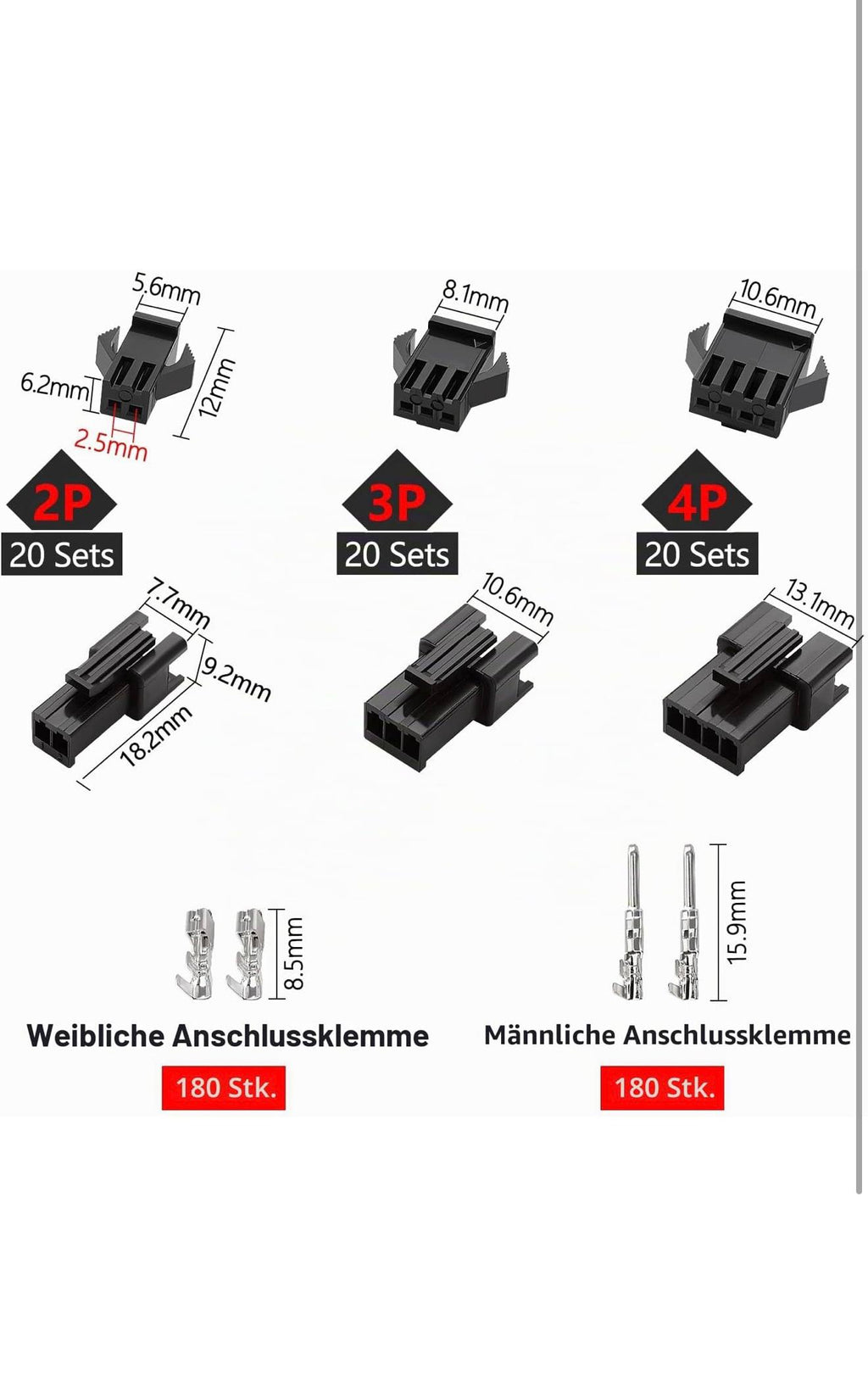 YIXISI SM2.54 Connector Assortiment 460st (Grijs)