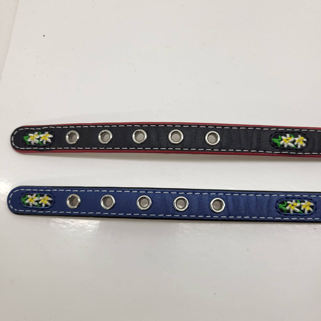 Hennessy & Sons Floral Embroidered Leather Dog Collar