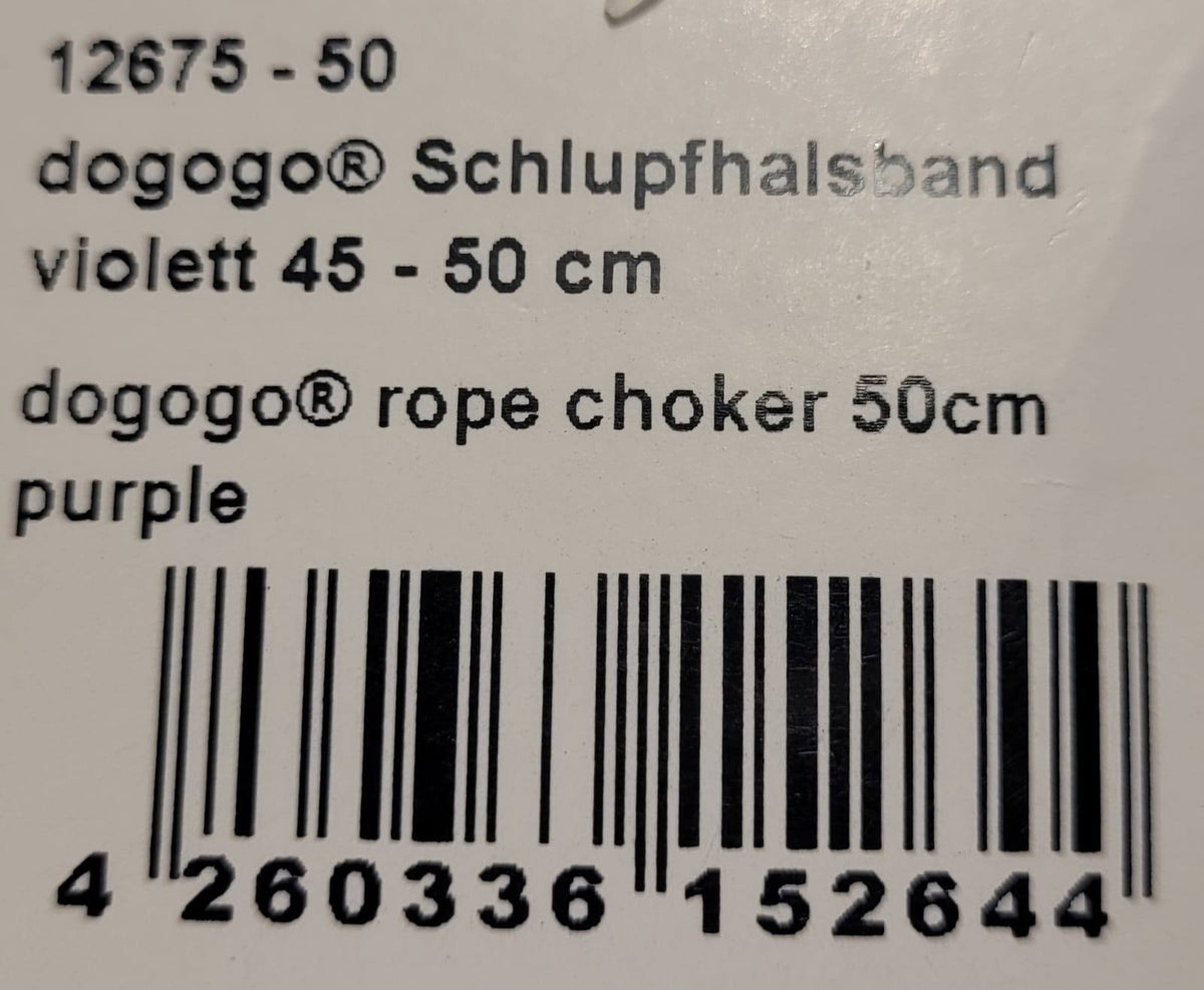 Dogogo Rope Dog Collar – Purple, 45-50cm