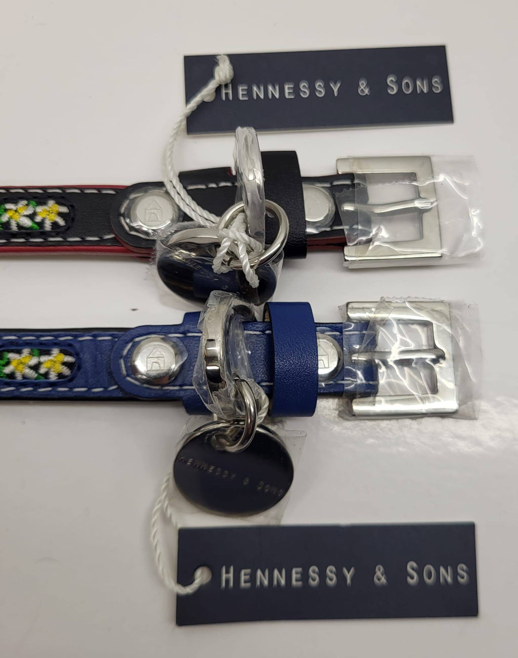 Hennessy & Sons Floral Embroidered Leather Dog Collar