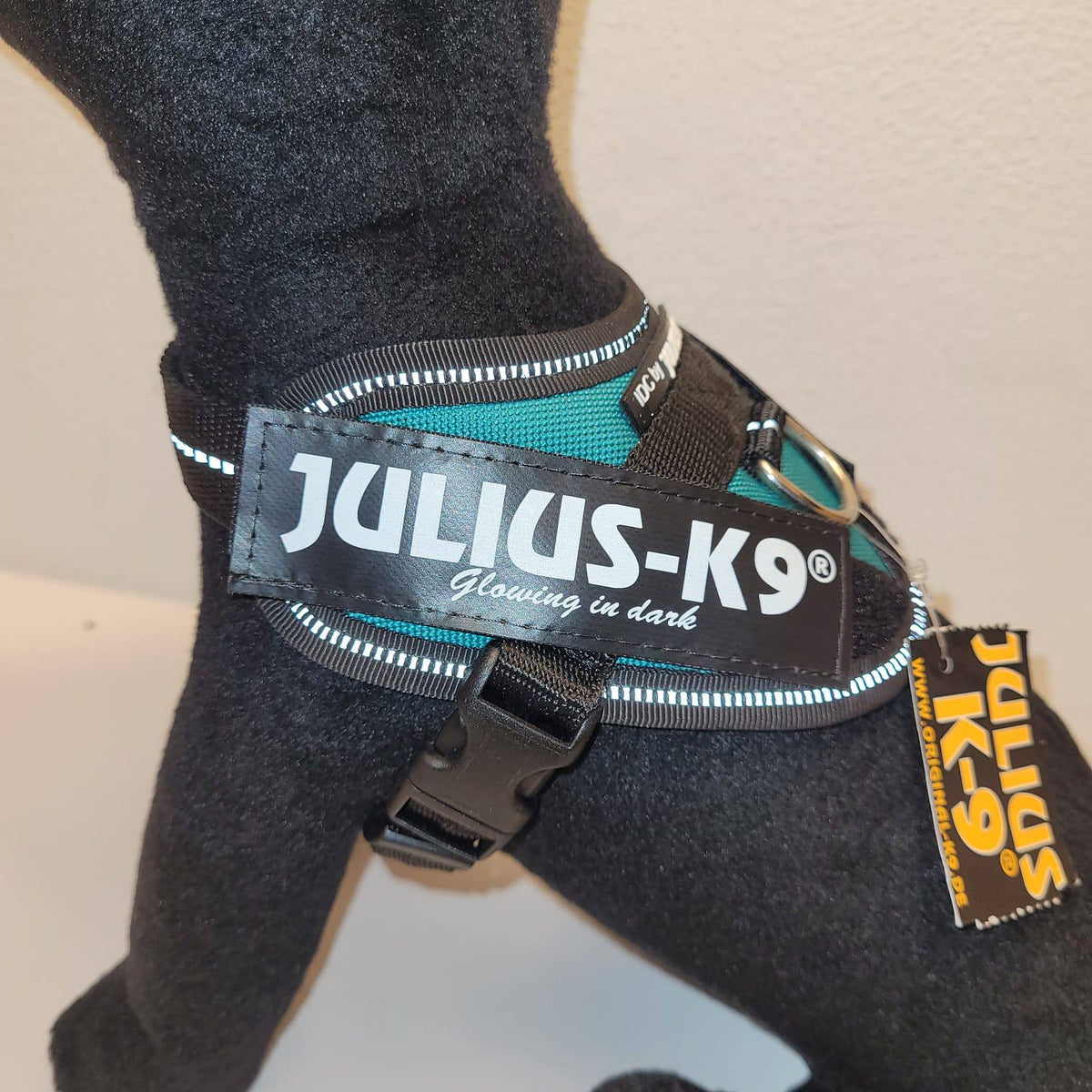 Julius-K9 IDC Powerharness Baby 1 – Teal Glowing in Dark