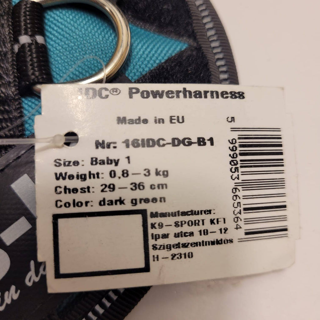 Julius-K9 IDC Powerharness Baby 1 – Teal Glowing in Dark