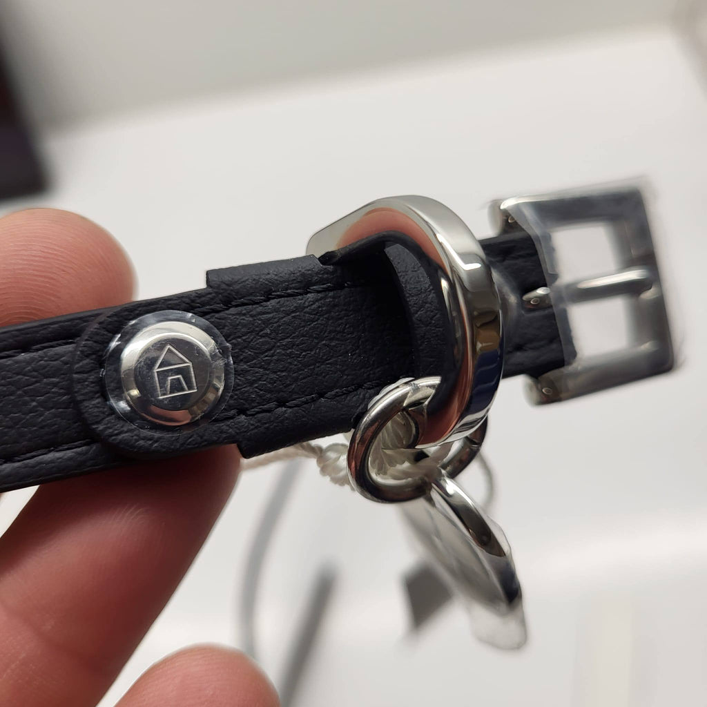 Hennessy & Sons Black Leather Dog Collar with Coloured Stitching