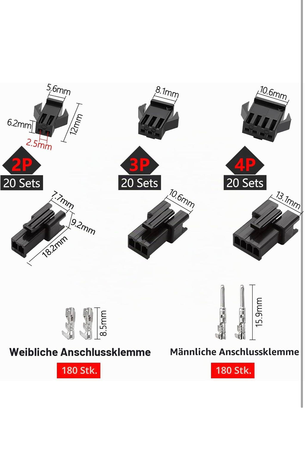 YIXISI SM2.54 Connector Assortiment 460st (Grijs)