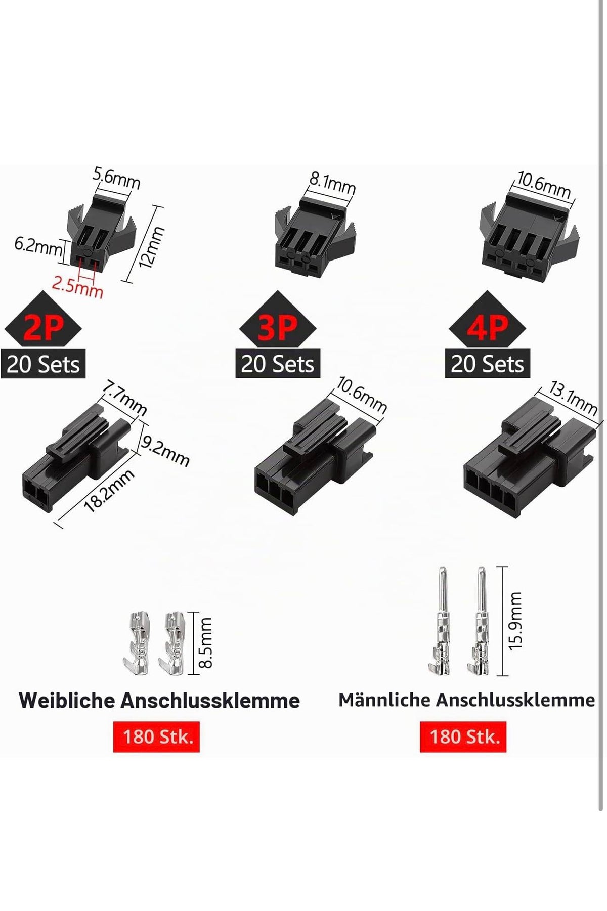 YIXISI SM2.54 Connector Assortiment 460st (Grijs)