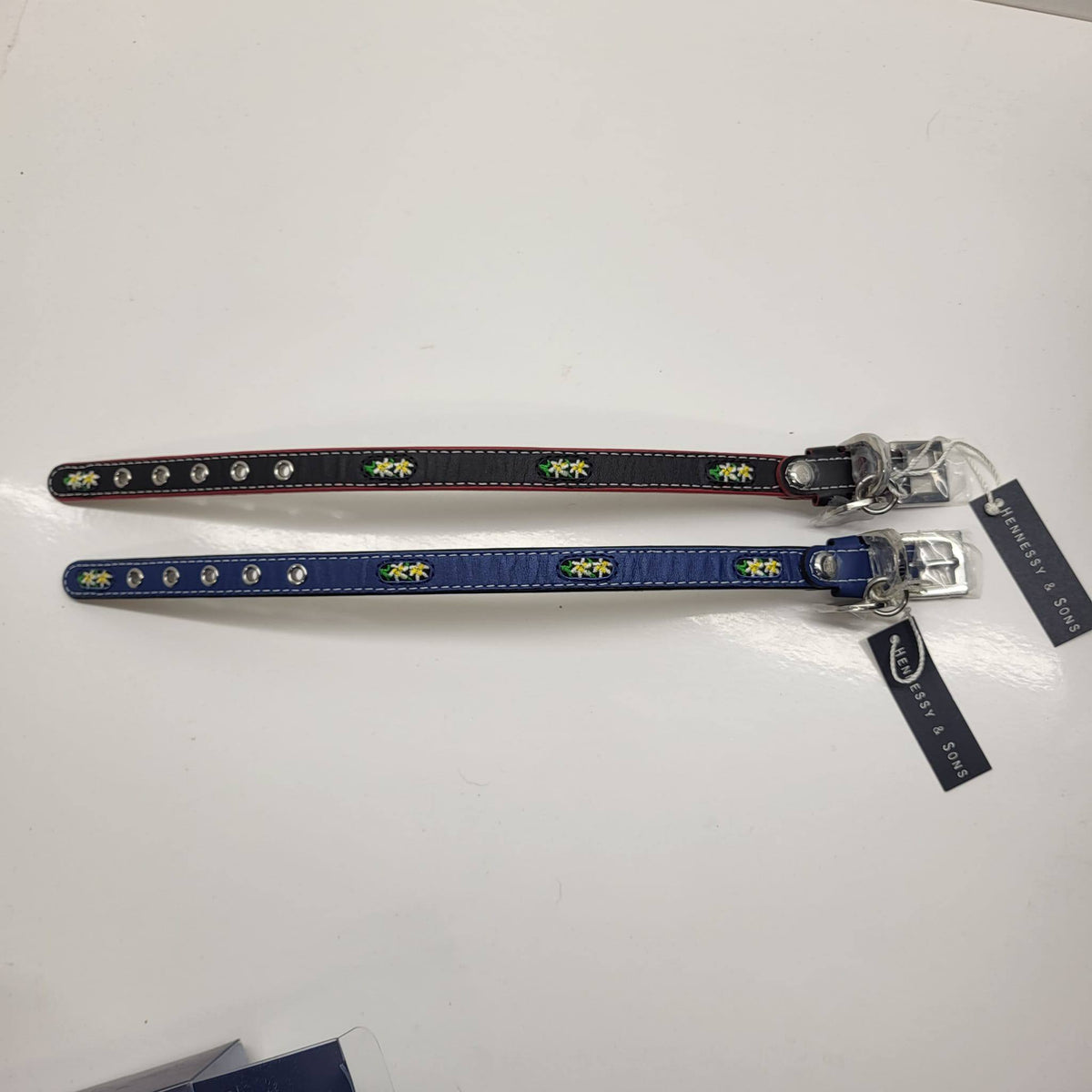 Hennessy & Sons Floral Embroidered Leather Dog Collar