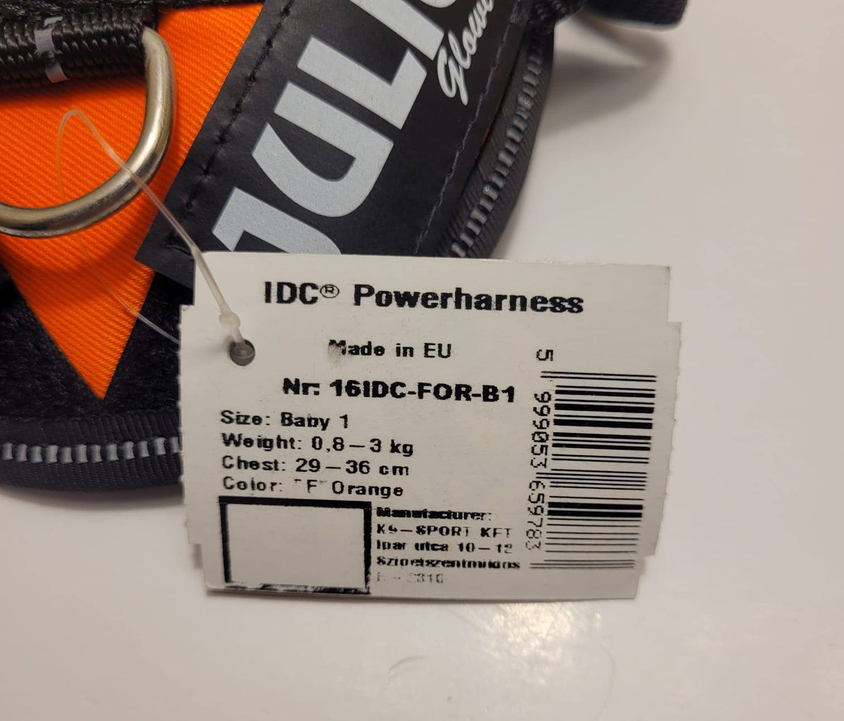 Julius-K9 IDC Powerharness – Orange, Size Baby 1