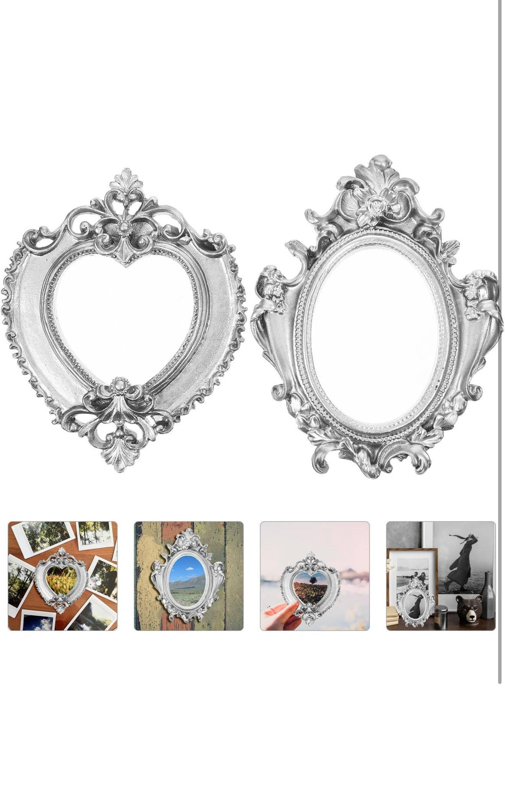 YIXISI Barok Fotolijsten Set 2st Zilver