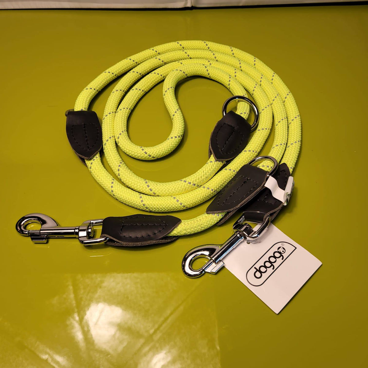 Dogogo Rope Dog Leash 2.2m – Neon Yellow, Double Clip