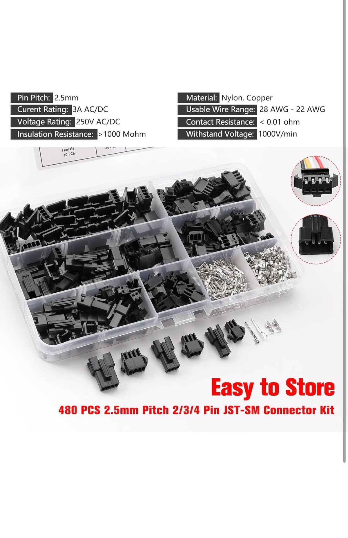 YIXISI SM2.54 Connector Assortiment 460st (Grijs)