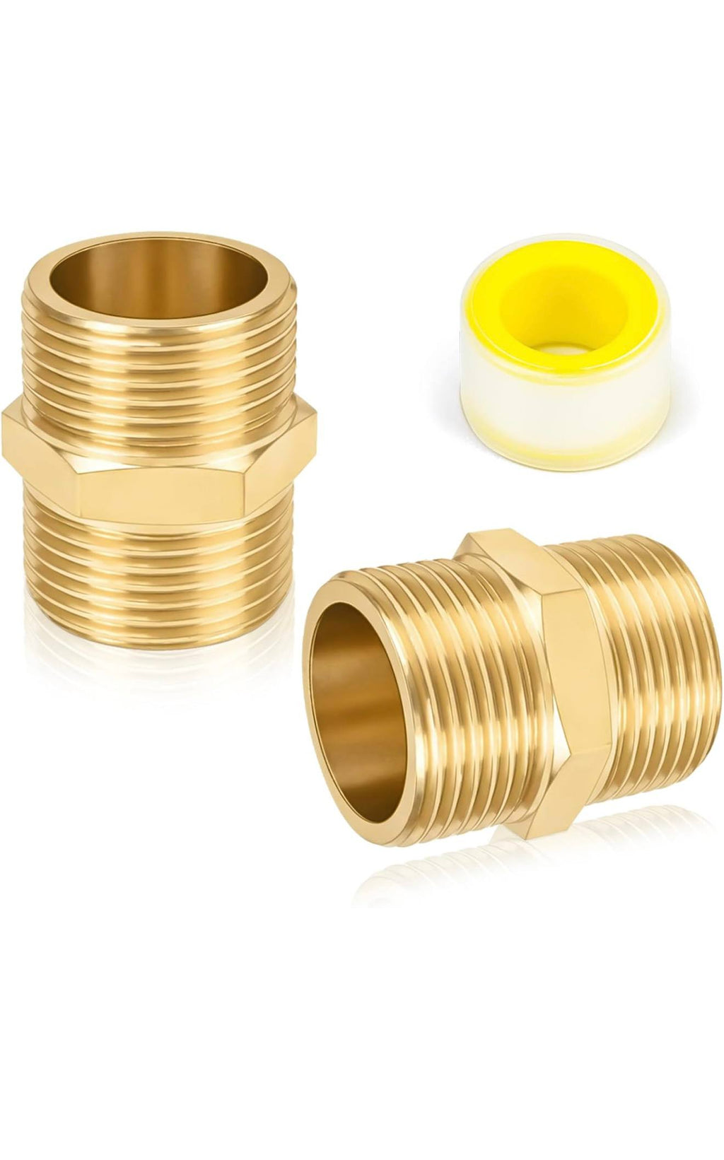 YIXISI Messing Zeskant Nippel Fittingen 2st + PTFE Tape