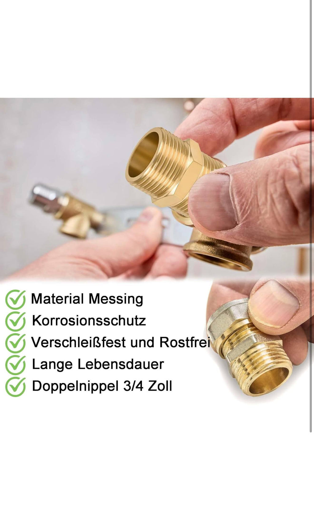 YIXISI Messing Zeskant Nippel Fittingen 2st + PTFE Tape