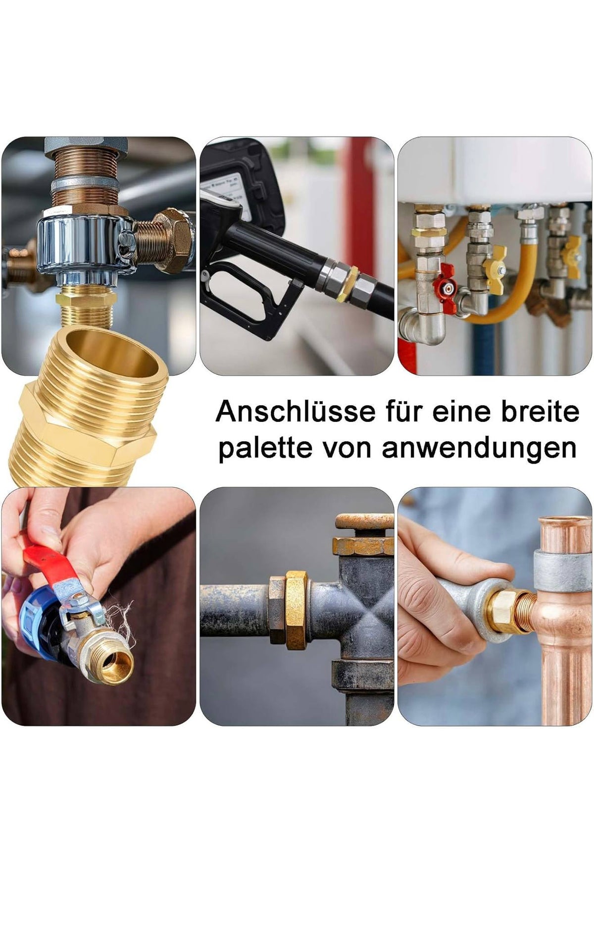 YIXISI Messing Zeskant Nippel Fittingen 2st + PTFE Tape