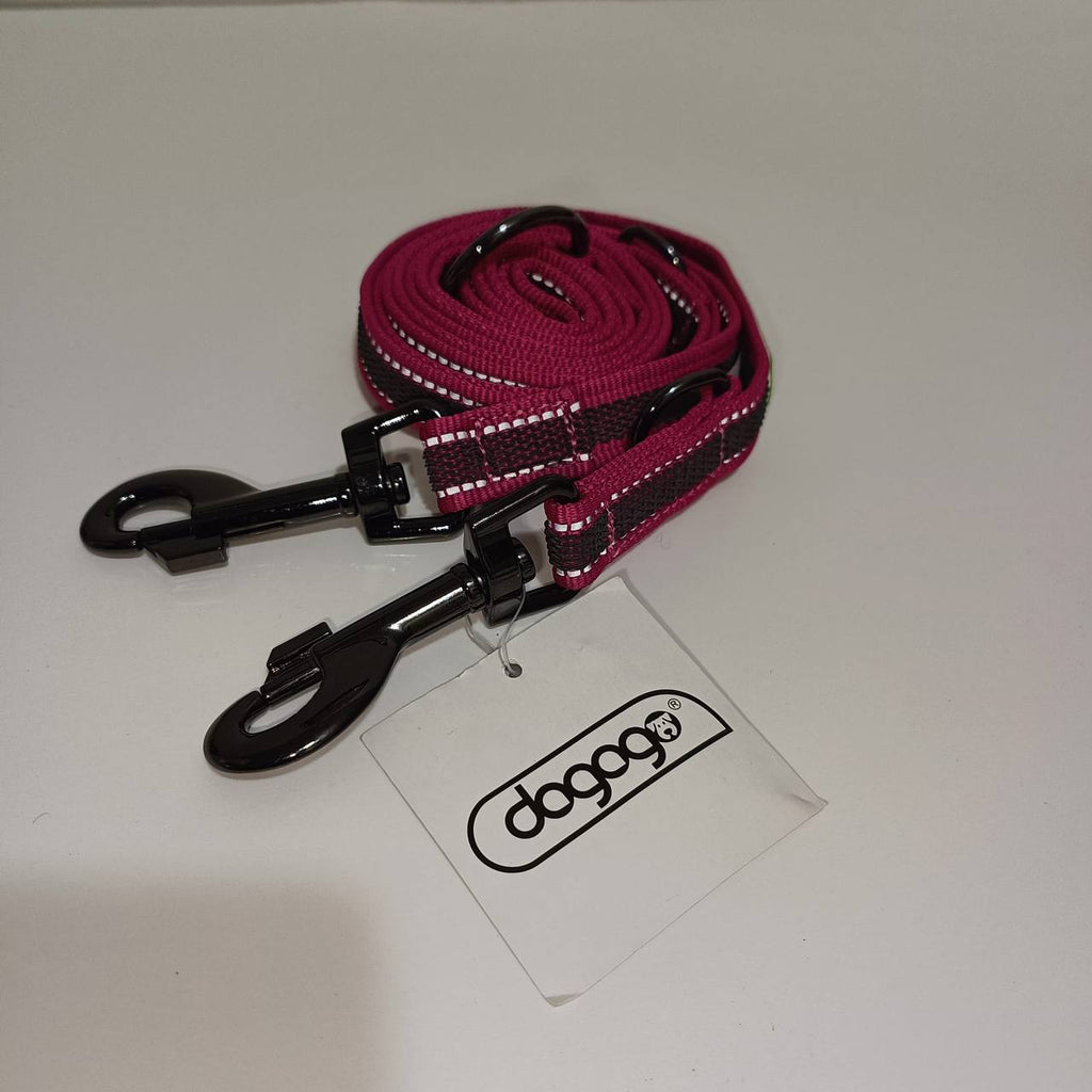 Dogogo Reflective Double Dog Leash – Pink – 2m
