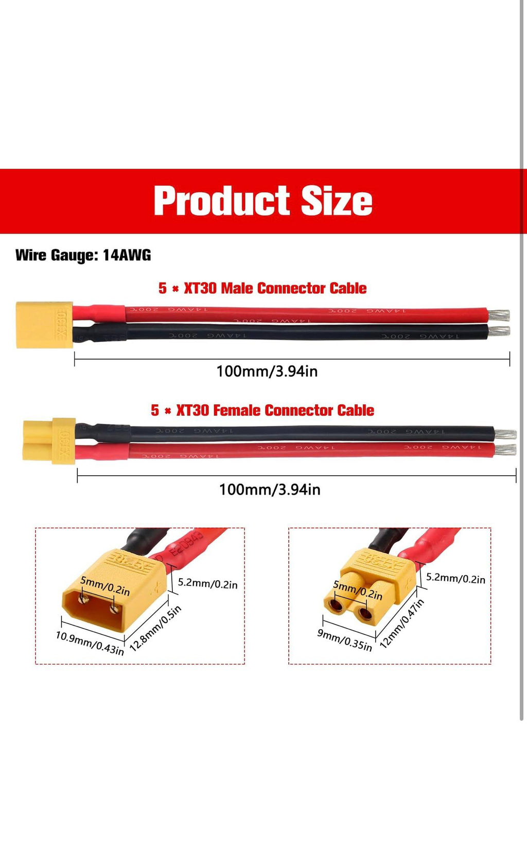 YIXISI XT60 Verlengkabel Set 10st 14AWG