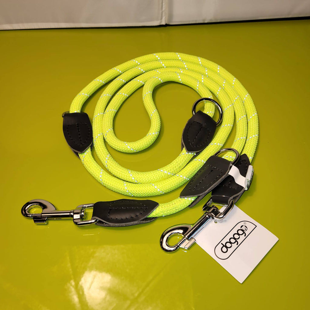 Dogogo Rope Dog Leash 2.2m – Neon Yellow, Double Clip