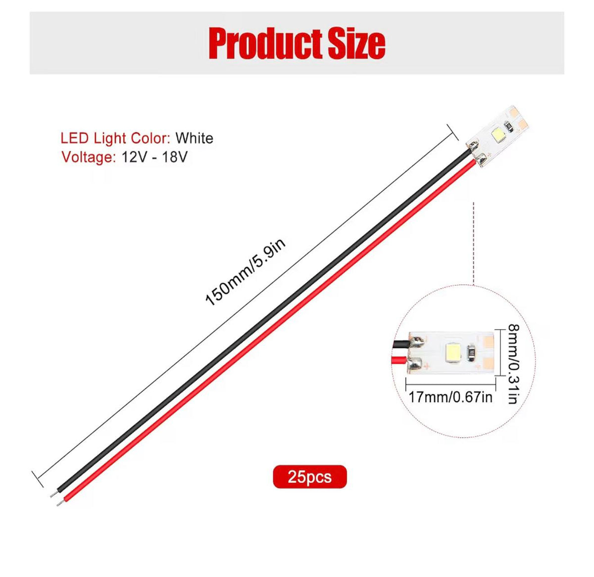 YIXISI Voorgebedrade SMD LED's 20st Koud Wit 12V 30cm