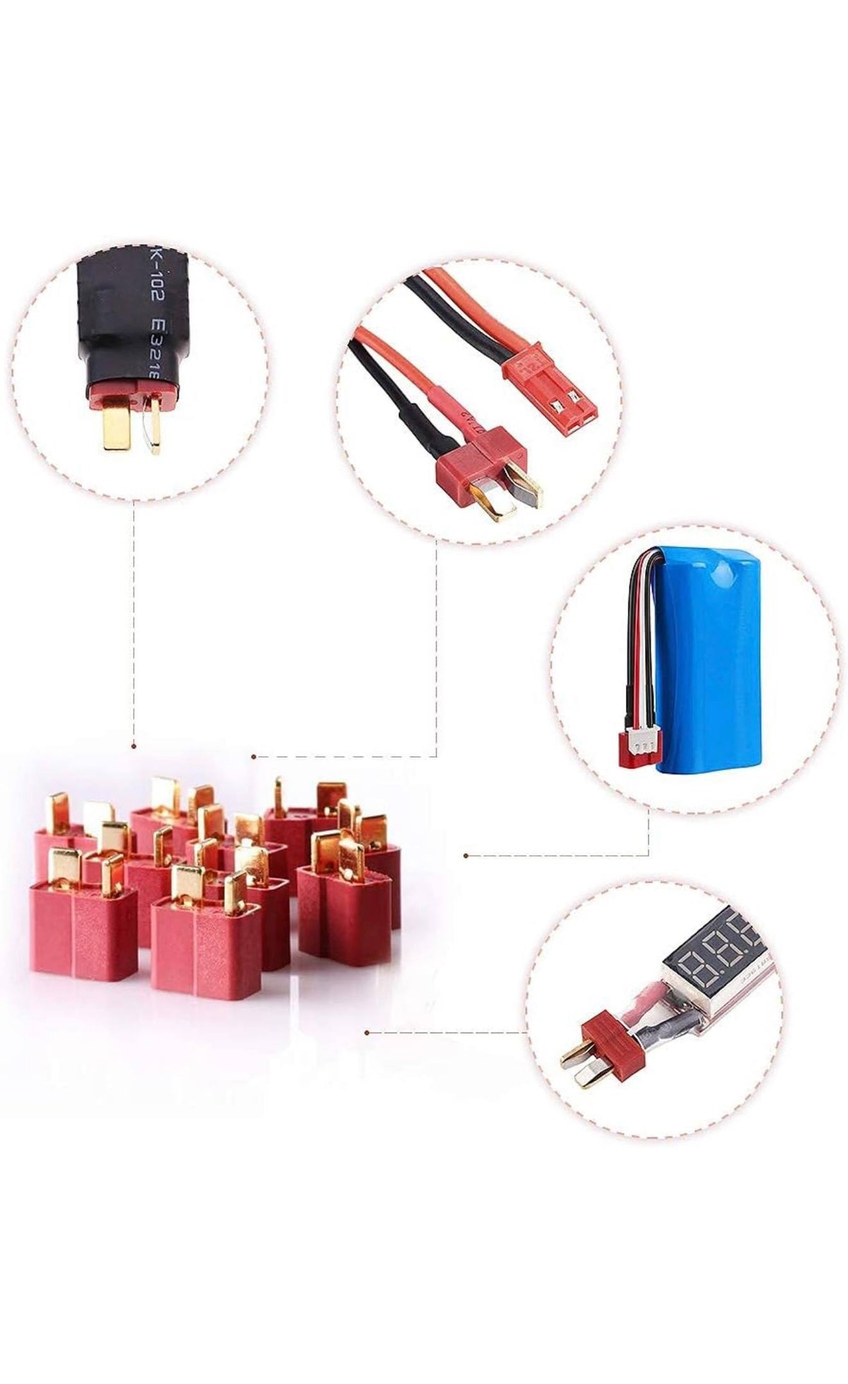YIXISI T-Plug Deans Connectoren 40st + Krimpkous