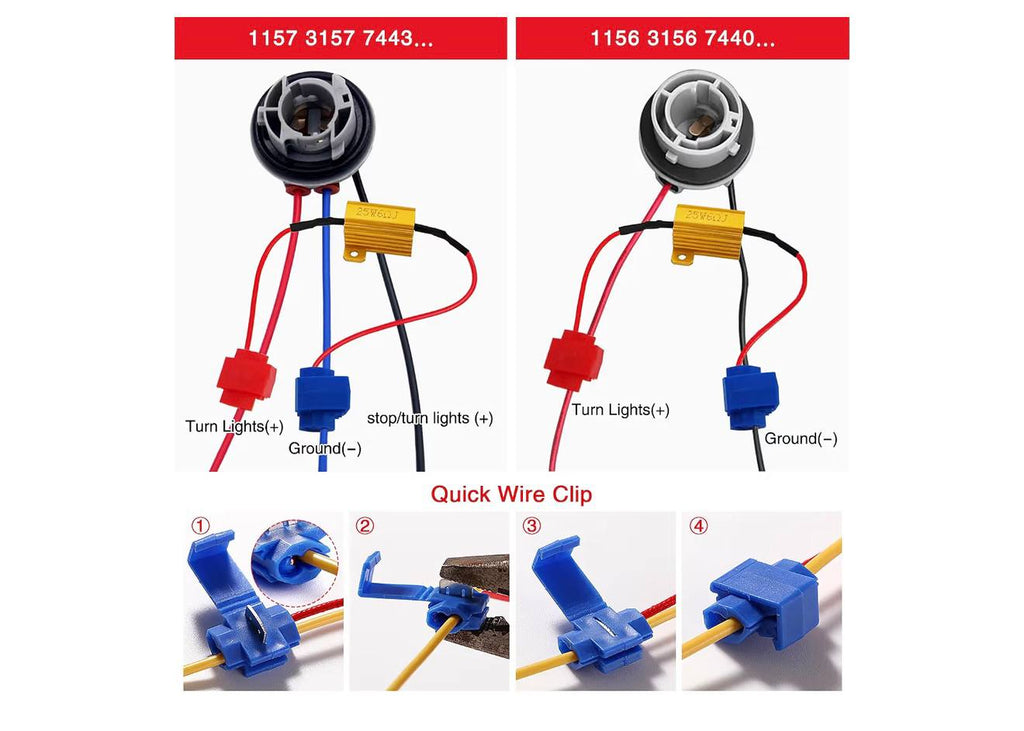 YIXISI LED Lastweerstanden 25W 6Ohm 4st + T-tap Verbinders