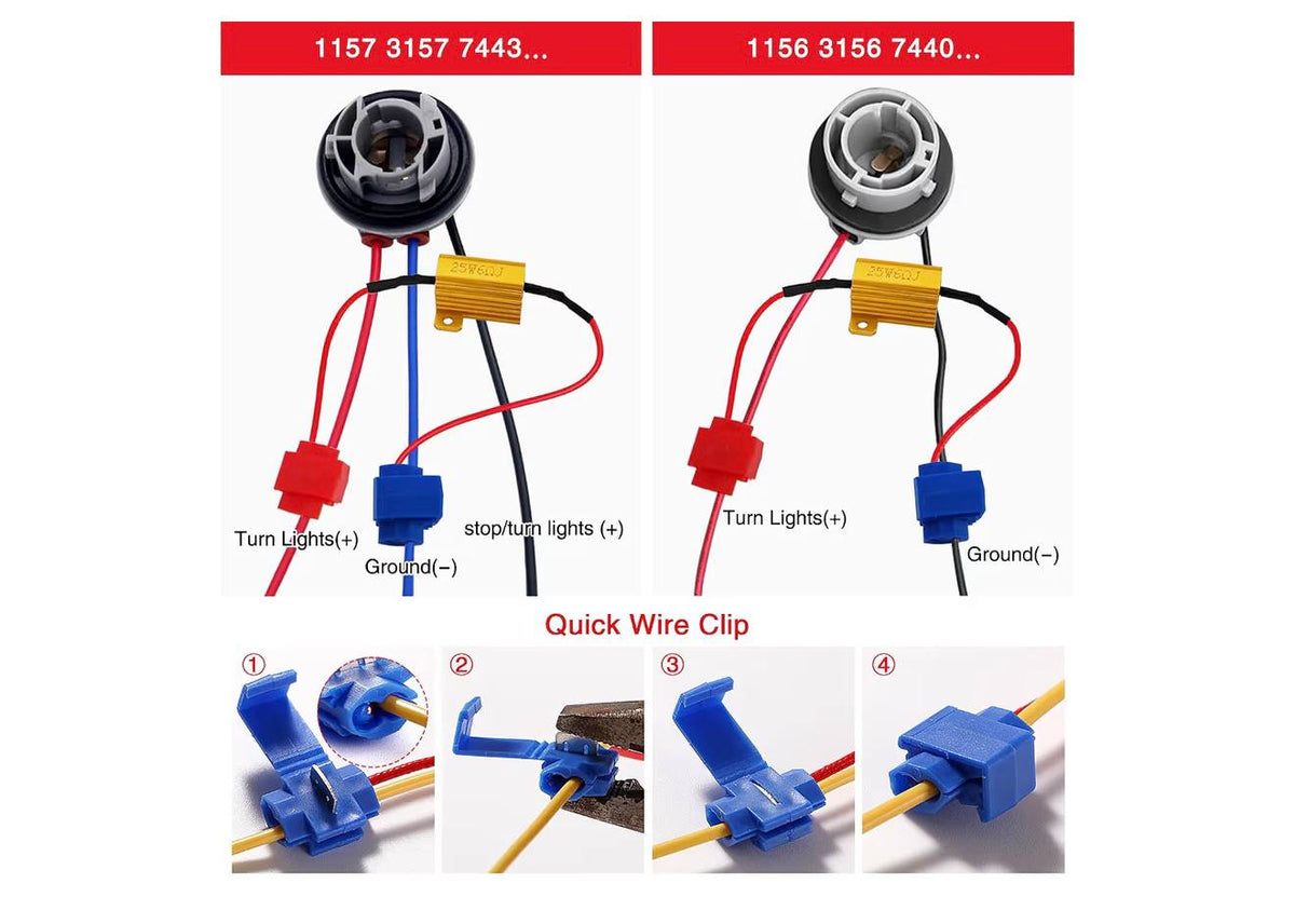 YIXISI LED Lastweerstanden 25W 6Ohm 4st + T-tap Verbinders