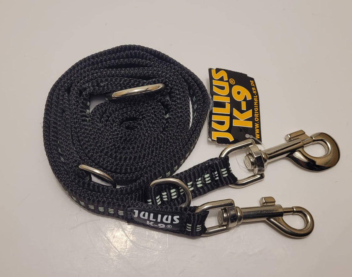 Julius-K9 IDC Rope Dog Leash 2m – Black, Double Clip, 20mm