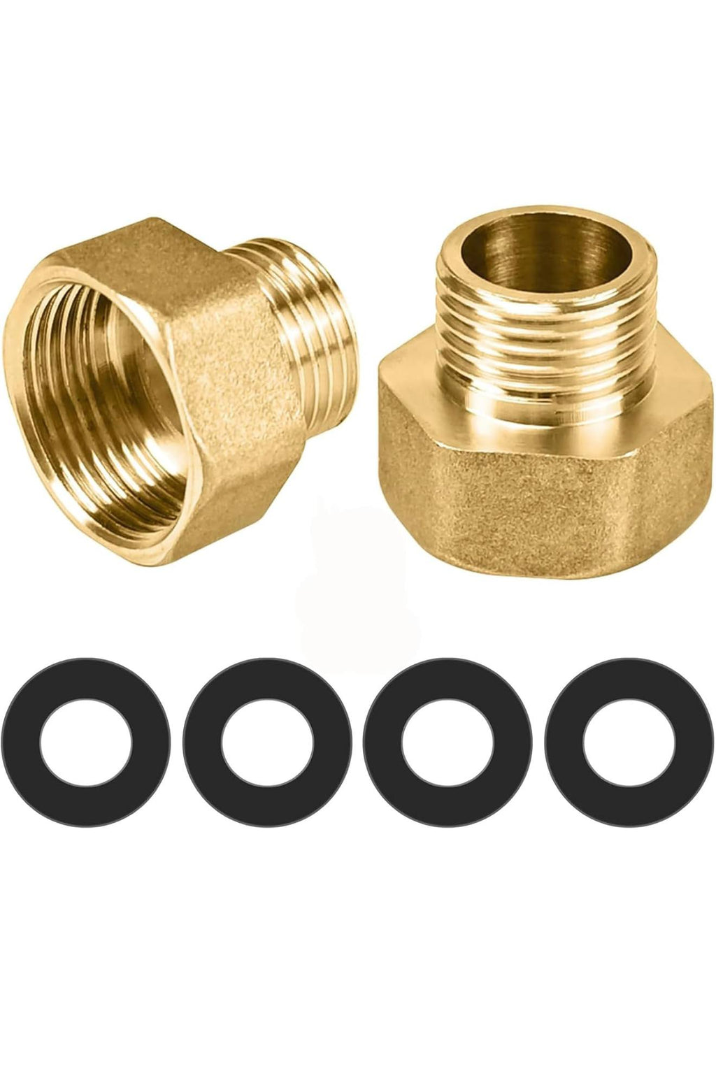 YIXISI Messing Verloopkoppeling 3/4" naar 1/2" 2st + Pakkingen