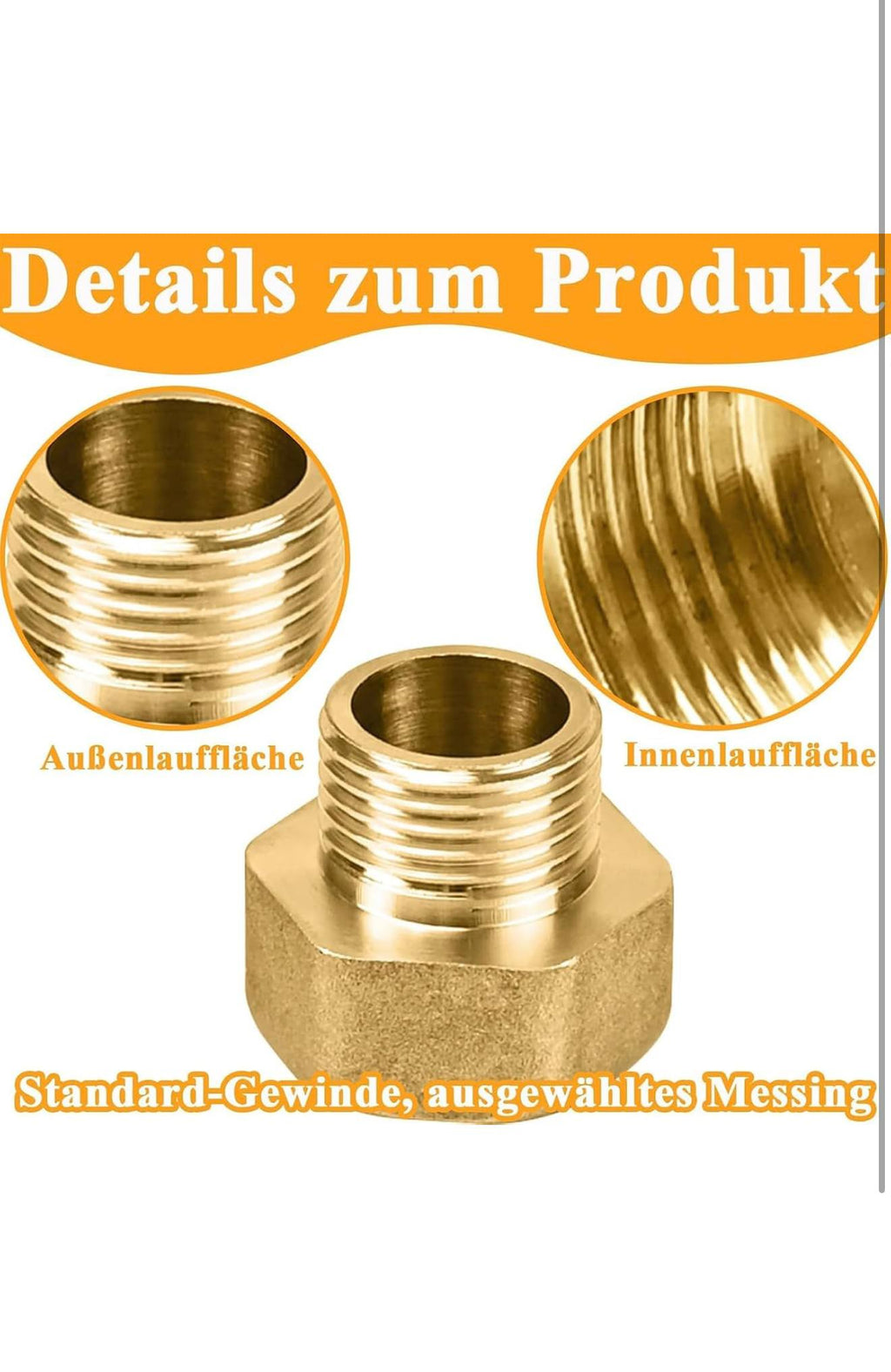 YIXISI Messing Verloopkoppeling 3/4" naar 1/2" 2st + Pakkingen