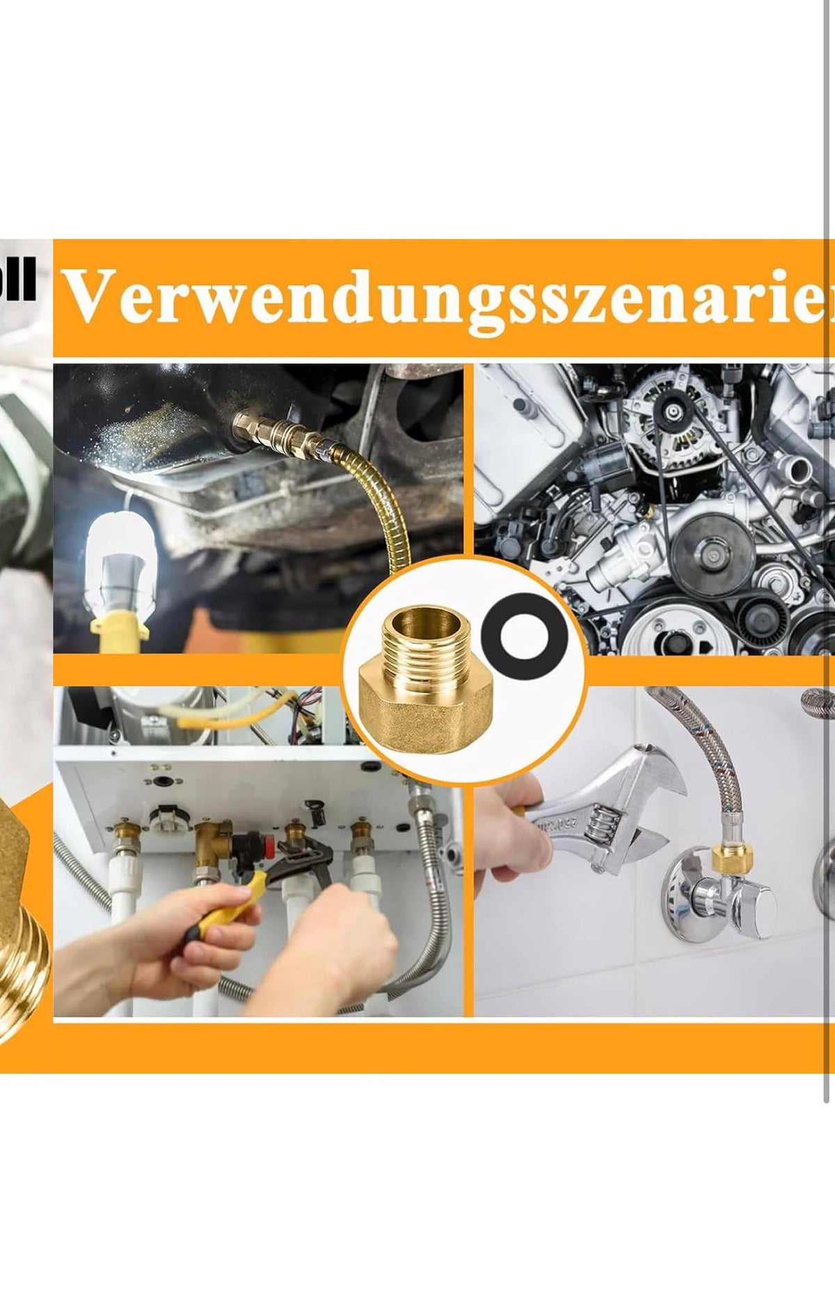 YIXISI Messing Verloopkoppeling 3/4" naar 1/2" 2st + Pakkingen