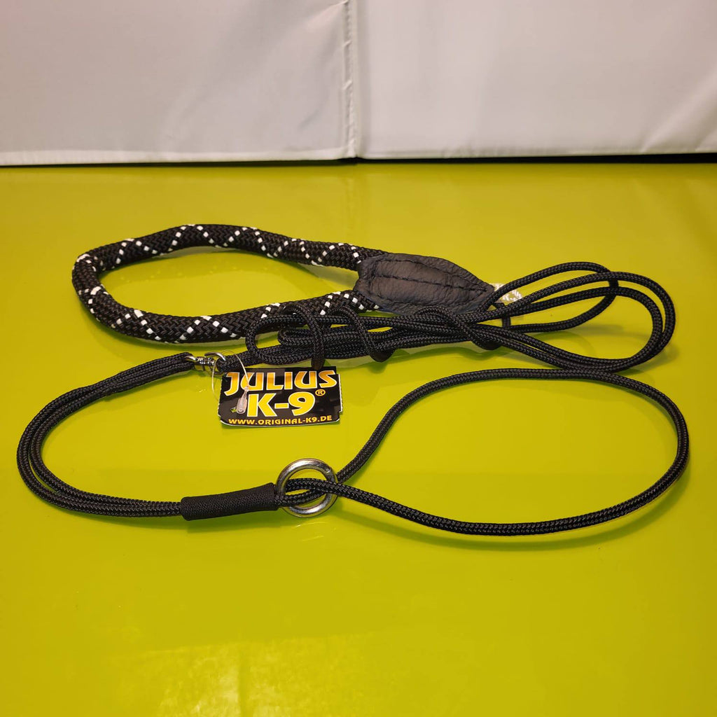 Julius-K9 IDC Rope Slip Collar & Leash Set – Black