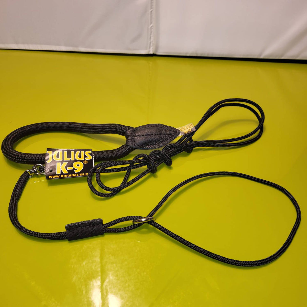 Julius-K9 IDC Rope Slip Collar & Leash Set – Black, Double Handle