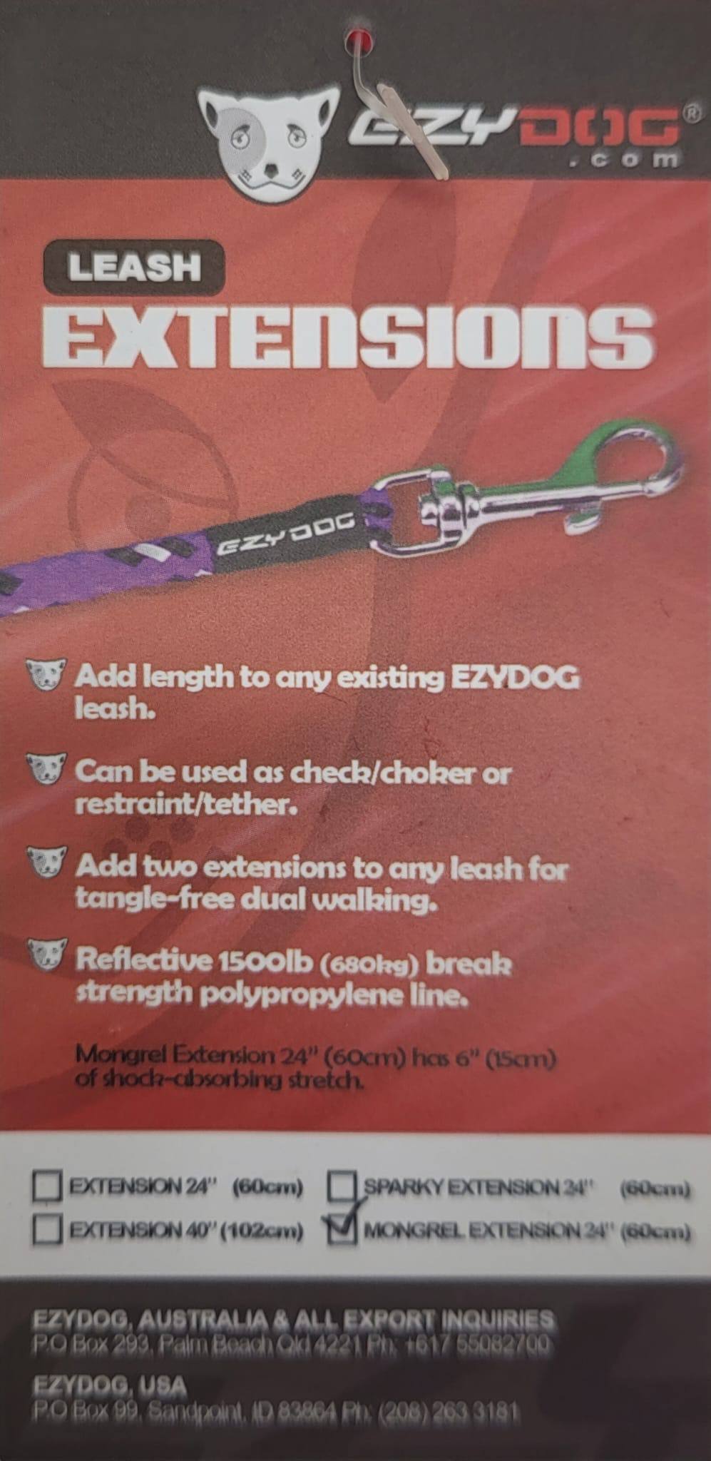 EzyDog Mongrel Leash Extension Pink 24"