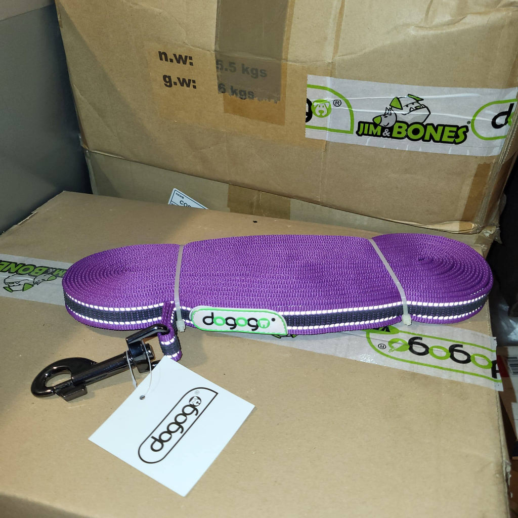 DOGOGO Reflective Long Training Leash – Purple – 10 m