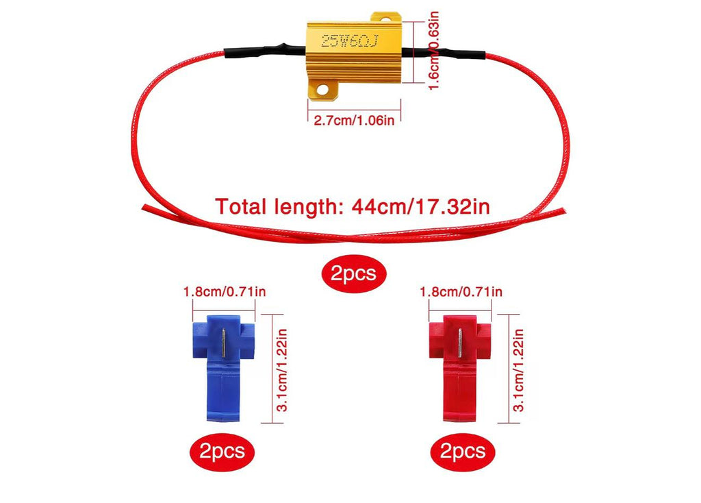 YIXISI LED Lastweerstanden 25W 6Ohm 2st + Kabelverbinders