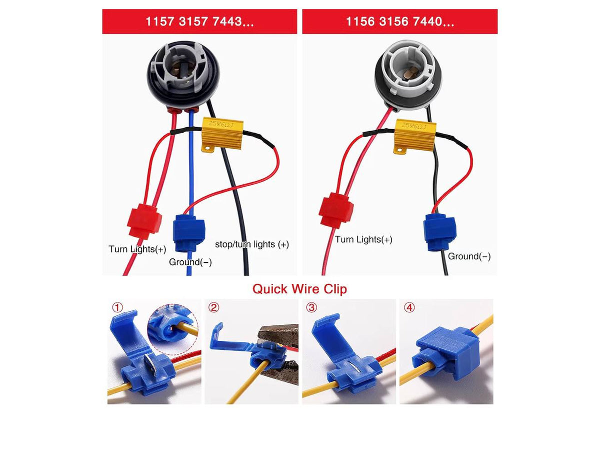 YIXISI LED Lastweerstanden 25W 6Ohm 2st + Kabelverbinders