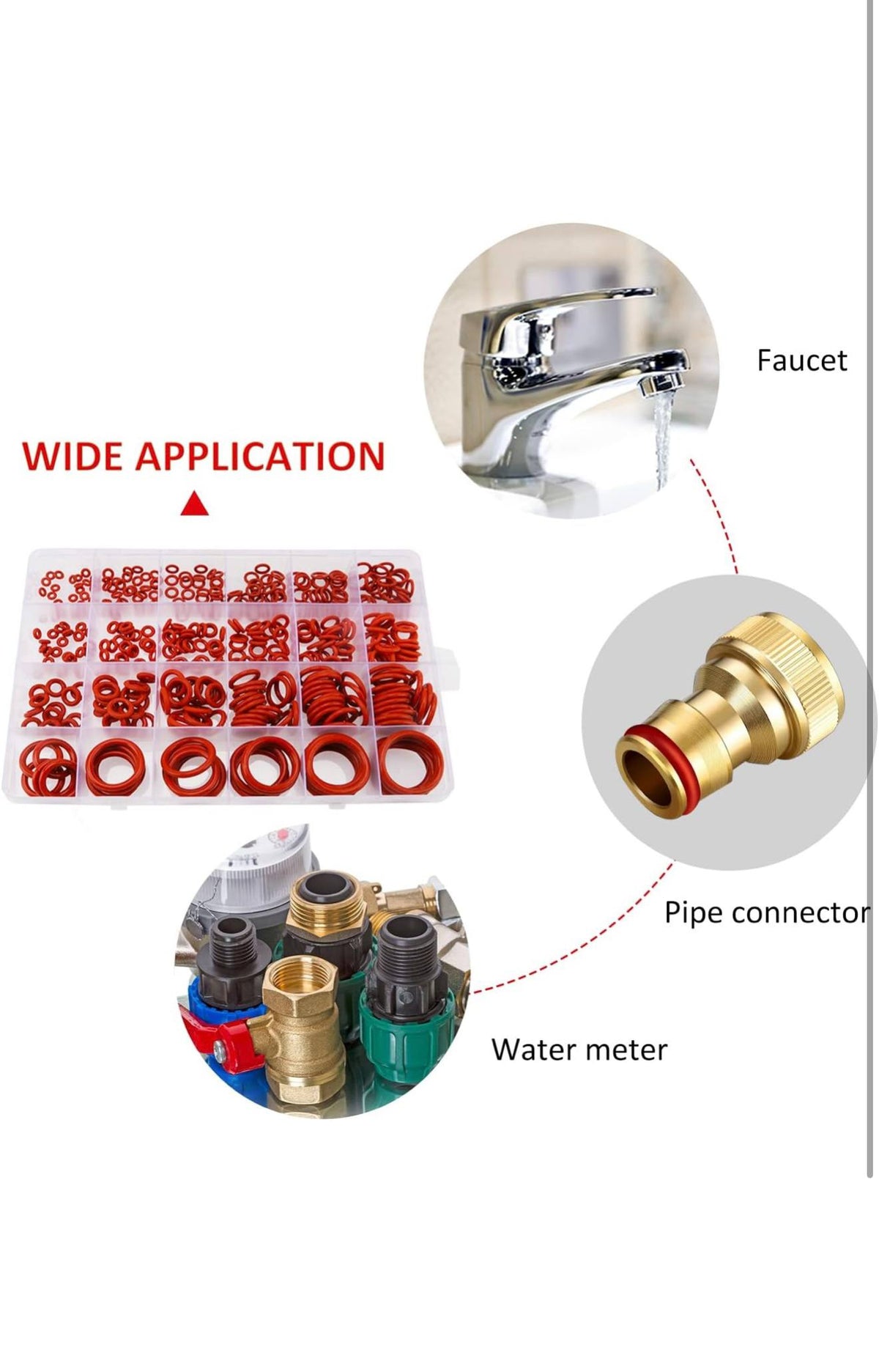 YIXISI Siliconen O-ring Assortiment 270st Rood 24 Maten