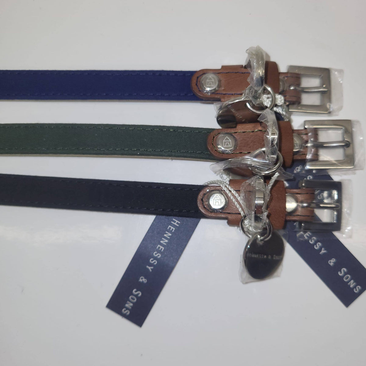 Hennessy & Sons Leather Dog Collar with Tag